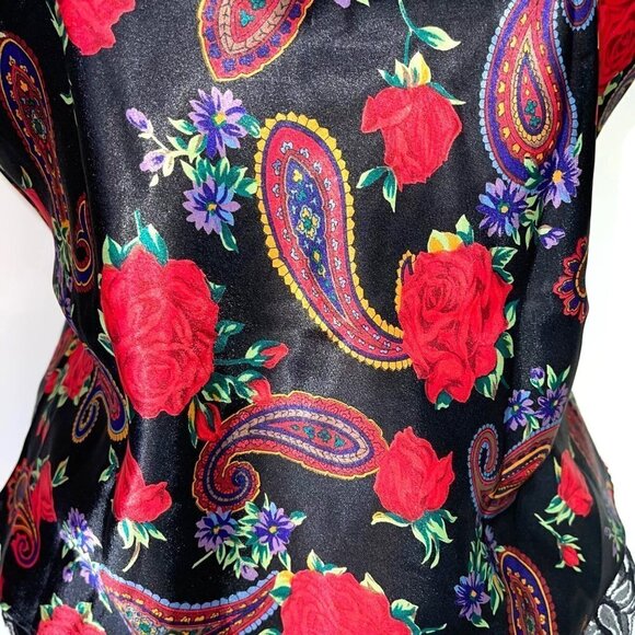 Delicates Panties Camisole Set Womens Medium M Vintage High Cut Paisley Rose - Picture 7 of 13